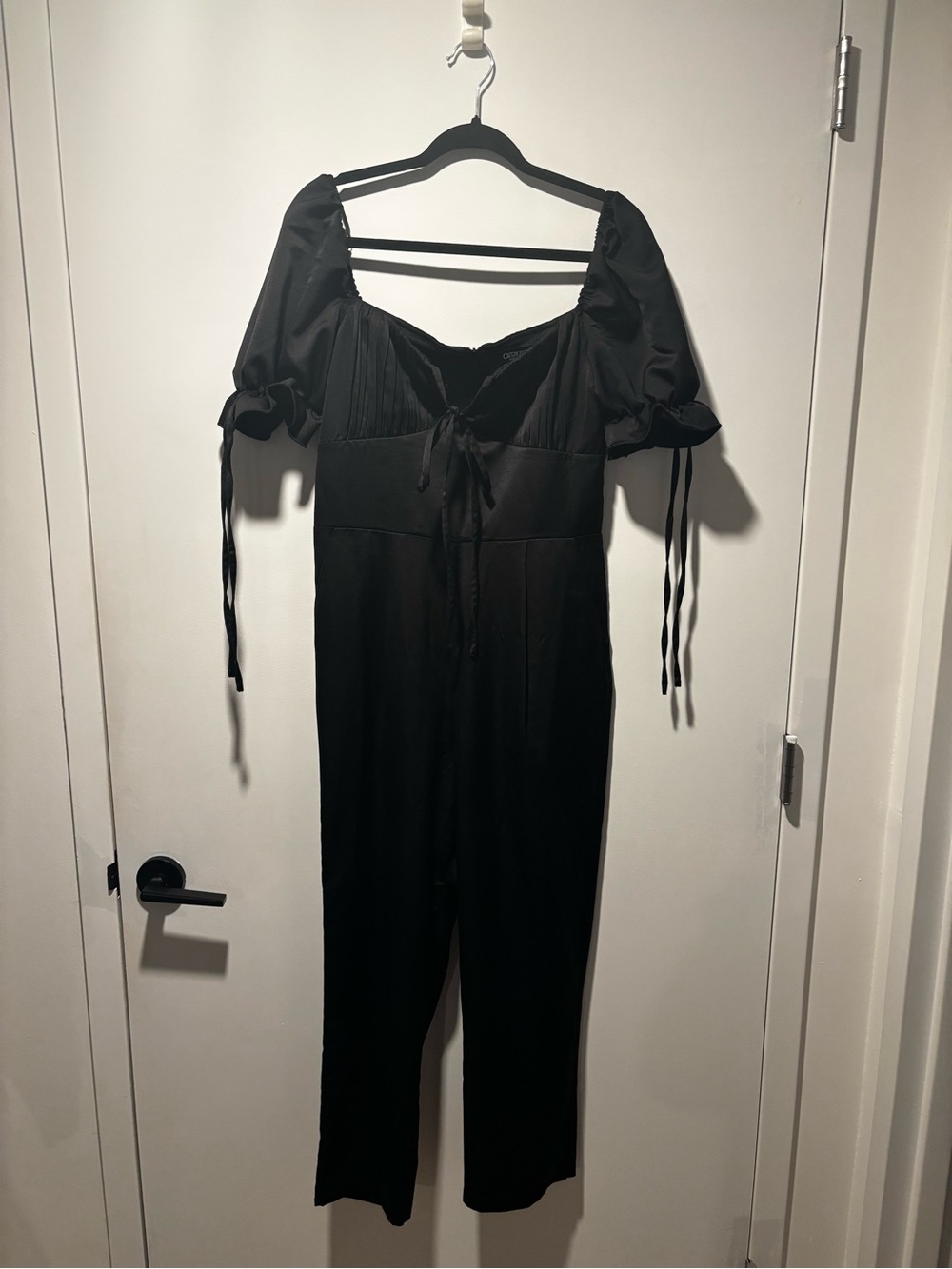 Black Puff-Sleeve Jumpsuit